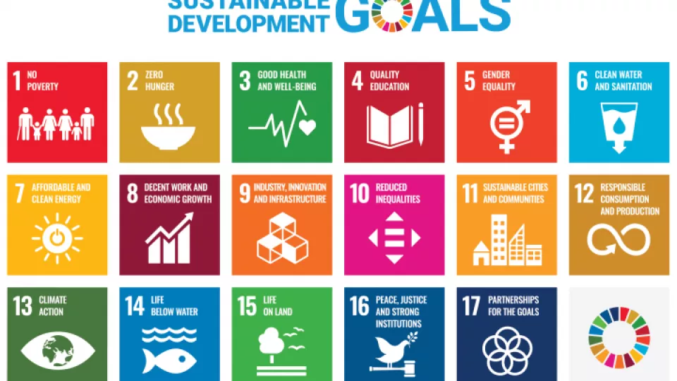 Colourful icons describing the sustainable development goals. 