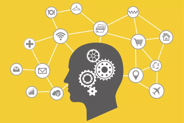 drawing of a head surrounded by thoughts