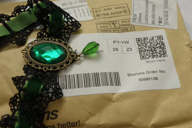 Necklace and package