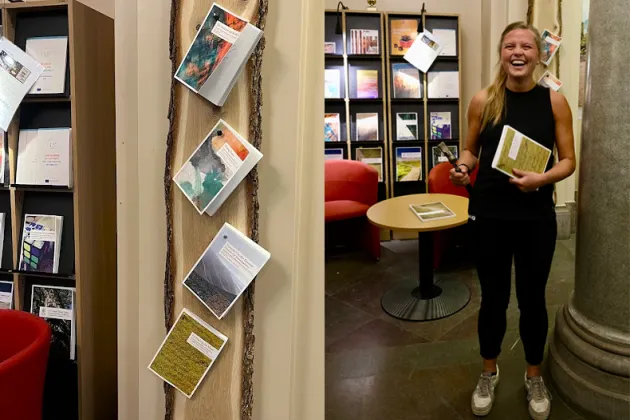 Photo collage of person being happy with a newly printed book
