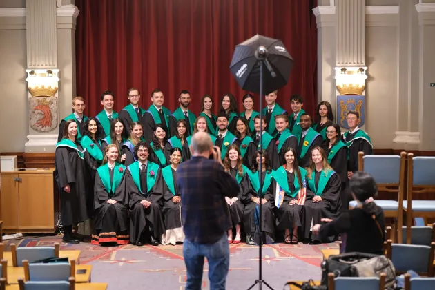 Group of students with photographer