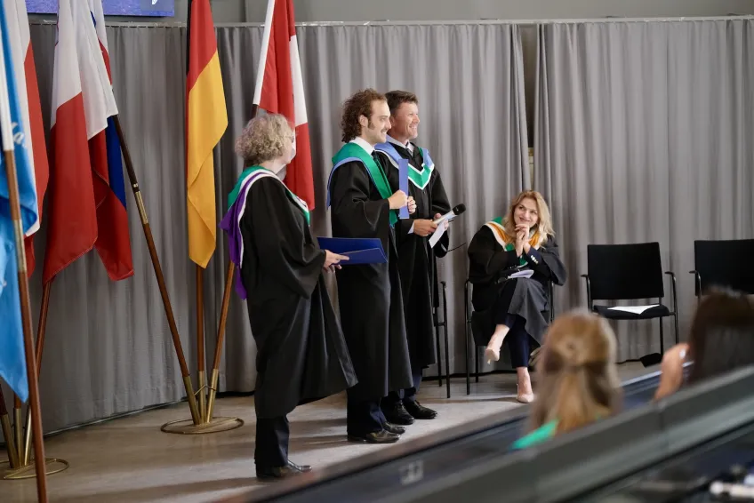 People giving speeches